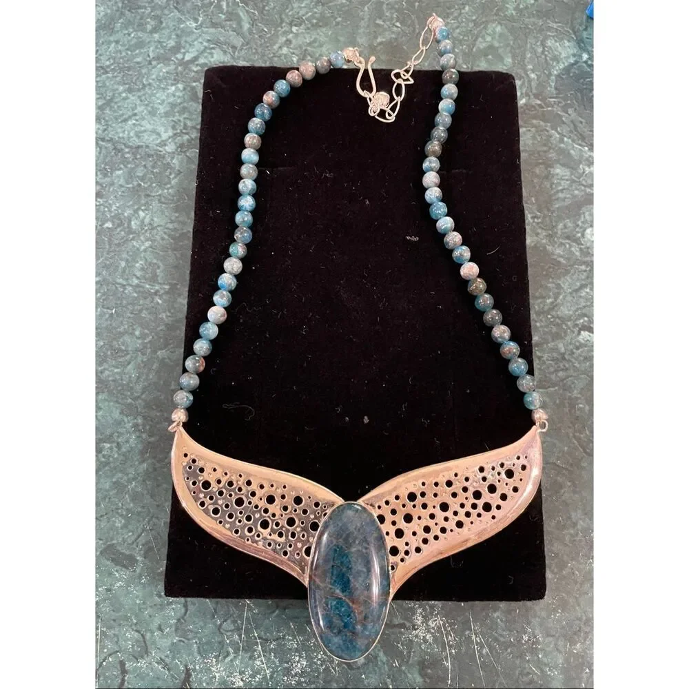 Jay King Mine Finds Sterling Silver Apatite Necklace – Statement Pendant